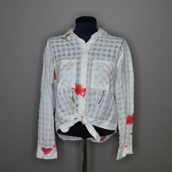 SOLD - NWOT Rails Kelsey Floral Check Button Up Silk Blend Blouse Sz M - Picture 3 of 8